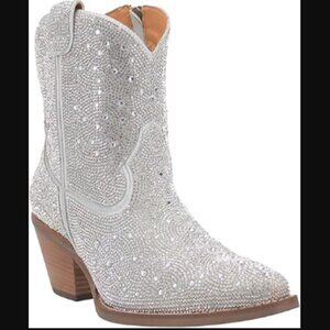 NIB Dingo Rhinestone Leather Cowboy Boots, 7.5